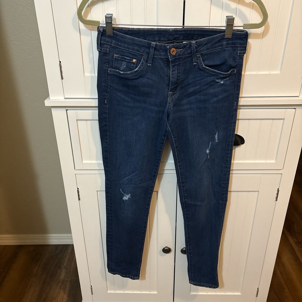 &Denim Dark Wash Distressed Skinny Jeans Size 27 / 28 Y2K Model Off Duty